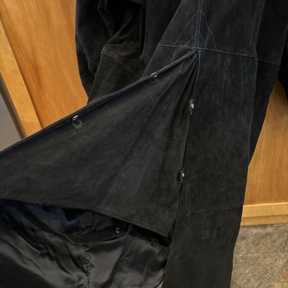 Adventure Bound Originals Duster Outback Trench Coat XL Black Suede Snaps Lined - Picture 12 of 16